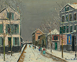 Maurice Utrillo Townscape at Bourg-la-Reine under Snow oil painting reproduction