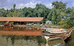 William Merritt Chase Boat House Prospect Park Aka Boats On The Lake Prospect Park oil painting reproduction