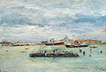 William Merritt Chase Gray Day On The Lagoon A Passenger Boat Venice oil painting reproduction