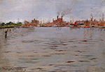 William Merritt Chase Harbor Scene Brooklyn Docks oil painting reproduction