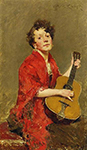 William Merritt Chase Girl With Guitar oil painting reproduction