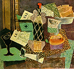 Pablo Picasso Verre et bouteille de rhum paillé 1914 oil painting reproduction